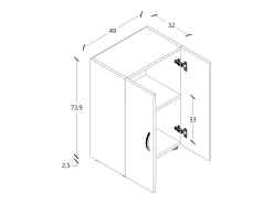 Gabinete do escritório Ulas Antracite A. 74 x L. 49 x P. 34 cm