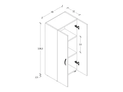 Gabinete do escritório Ulas Branco A. 108 x L. 49 x P. 34 cm