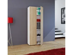 Gabinete do escritório Vandol Branco/carvalho Sonoma L. 70 x A. 178 x P. 40 cm