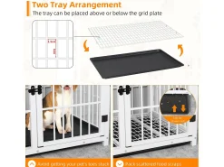 Gaiola grande para cães de interior, caixa de madeira para cães, móveis para casa, gaiolas para cães com 3 portas, 92 x 75 x 64 cm