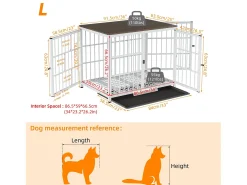 Gaiola grande para cães de interior, caixa de madeira para cães, móveis para casa, gaiolas para cães com 3 portas, 92 x 75 x 64 cm