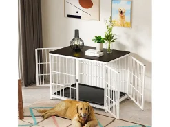 Gaiola grande para cães de interior, caixa de madeira para cães, móveis para casa, gaiolas para cães com 3 portas, 92 x 75 x 64 cm