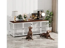 Gaiola grande para cães de interior, caixa de madeira para cães, móveis para casa, gaiolas para cães com 3 portas, 92 x 75 x 64 cm