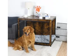 Gaiola industrial de madeira para cães, gaiola grande para cães, gatos, coelhos, móveis industriais para uso interno, 97 x 59 x 75 cm