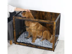 Gaiola industrial de madeira para cães, gaiola grande para cães, gatos, coelhos, móveis industriais para uso interno, 97 x 59 x 75 cm