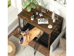 Gaiola industrial de madeira para cães, gaiola grande para cães, gatos, coelhos, móveis industriais para uso interno, 97 x 59 x 75 cm