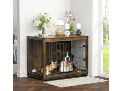 Gaiola industrial de madeira para cães, gaiola grande para cães, gatos, coelhos, móveis industriais para uso interno, 97 x 59 x 75 cm