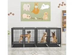 Gaiola para cães com 3 portas internas, caixa grande para cães XXL com bandeja removível 90x62x68cm