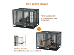 Gaiola para cães com 3 portas internas, caixa grande para cães XXL com bandeja removível 90x62x68cm