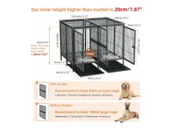 Gaiola para cães com 3 portas internas, caixa grande para cães XXL com bandeja removível 90x62x68cm