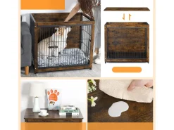 Gaiola para cães interna gaiola de madeira para cães gatos coelhos móveis industriais 80x57x71cm