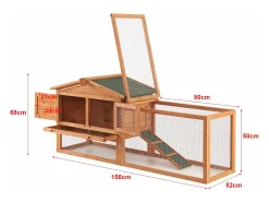 Gaiola para coelho de dois níveis 68 x 156 x 52 cm abeto natural 03_0006809