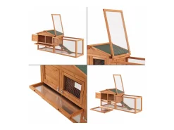 Gaiola para coelho de dois níveis 68 x 156 x 52 cm abeto natural 03_0006809