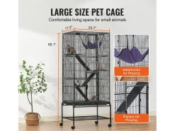 Gaiola para Furões SucceBuy de Metal, 4 Níveis de 175 cm com Prato e 3 Rampas para Animais Pequenos