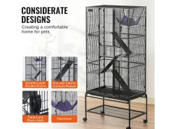Gaiola para Furões SucceBuy de Metal, 4 Níveis de 175 cm com Prato e 3 Rampas para Animais Pequenos
