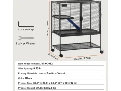 Gaiola para Furões SucceBuy de Metal, 2 Níveis com Rodas de 91,4 cm, com Prato e Rampa para Animais Pequenos