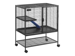 Gaiola para Furões SucceBuy de Metal, 2 Níveis com Rodas de 91,4 cm, com Prato e Rampa para Animais Pequenos