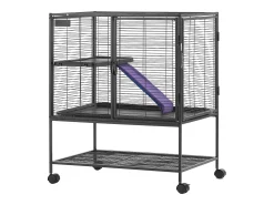 Gaiola para Furões SucceBuy de Metal, 2 Níveis com Rodas de 91,4 cm, com Prato e Rampa para Animais Pequenos