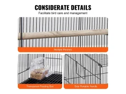 Gaiola para Pássaros, SucceBuy Gaiola de Metal para Pássaros de 76 cm para Periquitos, Caturras e Papagaios Pequenos