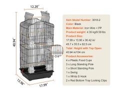 Gaiola para Pássaros, SucceBuy Gaiola Suspendida para Pássaros de 99 cm para Papagaios e Periquitos