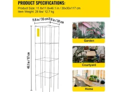Gaiolas para Tomates SucceBuy Conjunto com 10 Gaiolas para Tomates Suporte Quadrado de Aço de 116 cm para Plantas de Jardim