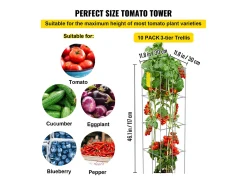 Gaiolas para Tomates SucceBuy Conjunto com 10 Gaiolas para Tomates Suporte Quadrado de Aço de 116 cm para Plantas de Jardim