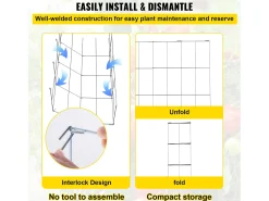 Gaiolas para Tomates SucceBuy Conjunto com 10 Gaiolas para Tomates Suporte Quadrado de Aço de 116 cm para Plantas de Jardim