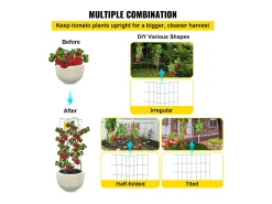 Gaiolas para Tomates SucceBuy Conjunto com 6 Gaiolas para Tomates Suporte Quadrado de Aço de 100 cm para Plantas de Jardim Verde
