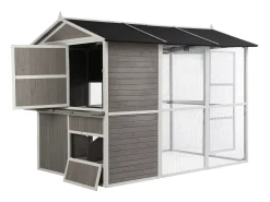 Galinheiro de madeira com cercado, 10 galinhas, C266 x L174 x A205 cm branco - FERAS