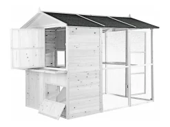Galinheiro em madeira com cercado, 10 galinhas, C266 x L174 x A205 cm branco - FERAS