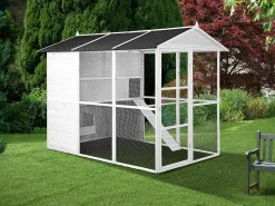 Galinheiro em madeira com cercado, 10 galinhas, C266 x L174 x A205 cm branco - FERAS