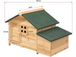 Galinheiro em madeira com poedouro 2 galinhas C. 106 x L. 64 x A.71 cm natural - ANSER