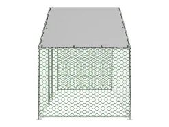 Galinheiro metálico com fecho de segurança e cobertura impermeável em PE, 3,03 x 1,57 x 2 m