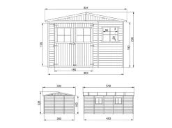 Galpão de madeira - 14.94 m² / H226x516x324 cm - M337