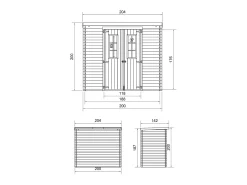 Galpão de madeira - 2.22 m² / H200x204x142 cm - M311C