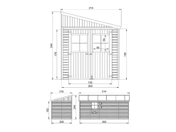 Galpão de madeira - 10 m² / H244x514x218 cm - M341A+M341G
