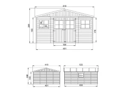 Galpão de madeira - 20 m² / H246x418x522 cm - M333+M333G