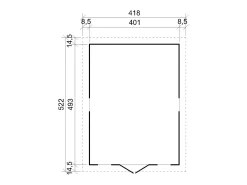 Galpão de madeira - 20 m² / H246x418x522 cm - M333+M333G