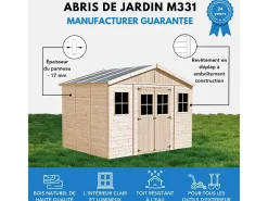 Galpão de madeira - 12 m² / H246x418x320 cm - M331+M331G