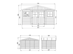Galpão de madeira - 12 m² / H246x418x320 cm - M331