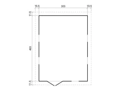 Galpão de madeira - 14.94 m² / H226x516x324 cm - M337+M337G