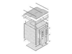 Galpão de madeira com chão impregnado - 3.53 m² / H200x204x204 cm - M309C+M309G