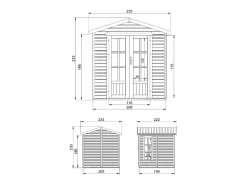 Galpão de madeira com telhas betuminosas - 4 m² / W233xD222xH233 cm - M351FB+H351FBGREY