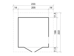 Galpão de madeira com telhas betuminosas - 4 m² / W233xD222xH233 cm - M351FB+H351FBGREY