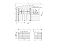 Galpão jardim de madeira - 6 m² / H226x324x216 cm - M334