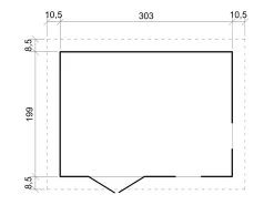 Galpão jardim de madeira - 6 m² / H226x324x216 cm - M334+M334G