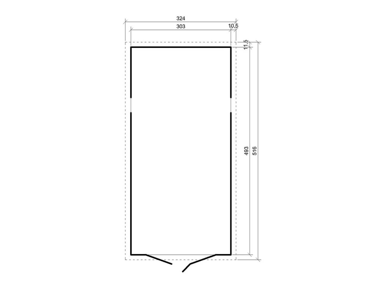 Garage de madeira - 15 m² / H222x516x324 cm - M101