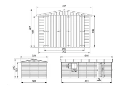 Garage de madeira - 18 m² / H222x616x324 cm - M102