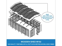 Garage de madeira - 18 m² / H222x616x324 cm - M102