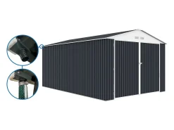 Garagem de metal "Houston" 18,56m² com calha - Antracite, resistente às intempéries e ecológica